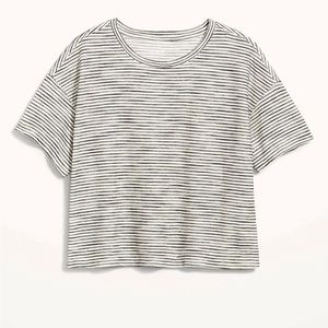 Old Navy Women’s Oversized Black Stripe Textured Cropped Tee